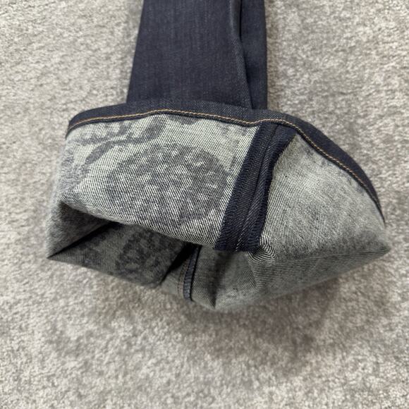 Current Elliott High Rise Flare Jeans Dark Wash Floral Overlay Womens 32x36 Y2K - Picture 5 of 11